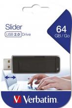 Pendrive, 64GB, USB 2.0, Slider, fekete