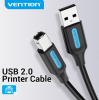 USB-A 2.0/M -> USB-B/M, 0.5m, (PVC, fekete, nyomtatókábel, printerkábel), Vention