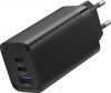 USB-C+C+A (65W/30W/30W,  3-portos, fekete), töltő